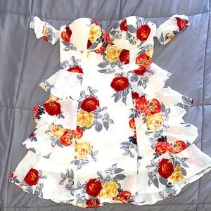 Off shoulder ruffled mini dress